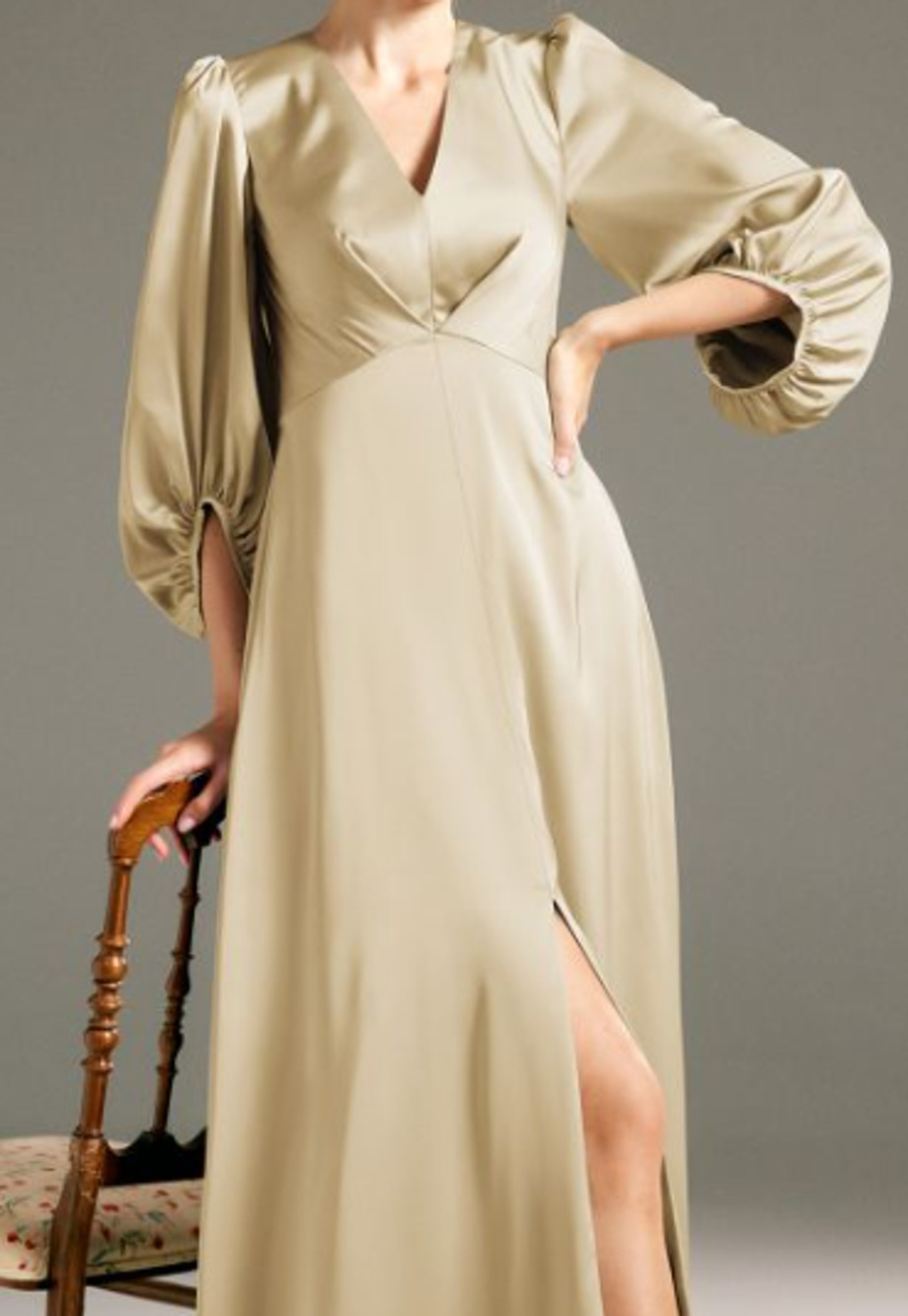 AW BRIDAL 4 S light gold Energico formal mother of bride maxi dress NEW b43